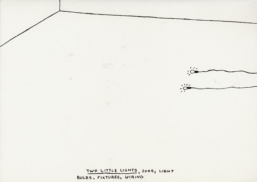 Geert Dekkers - a drawing a day at nznl.com - TWO LITTLE LIGHTS, 2009, LIGHT BULBS, FIXTURES, WIRING
